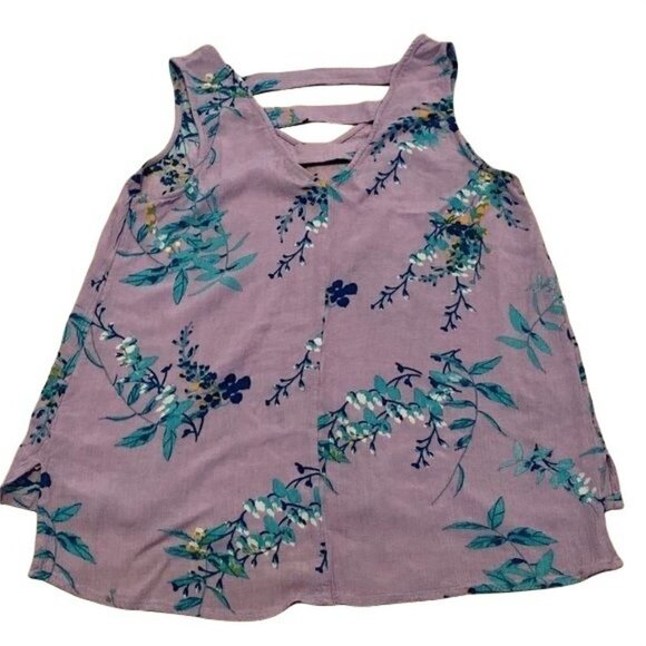 Ana Sleeveless High Low Purple Floral Top Small - Picture 4 of 6